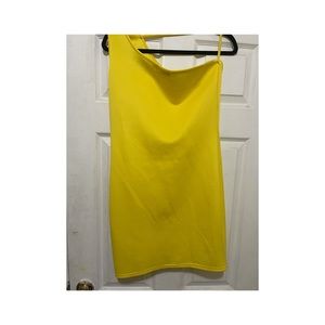 Yellow One Shoulder Strap Dress